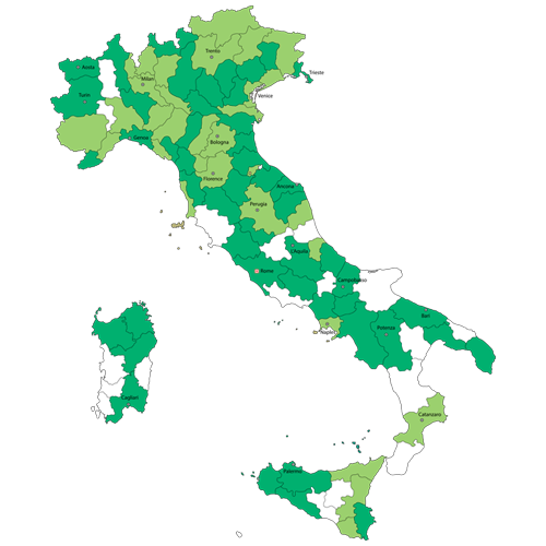 mappa dell'Italia colorata con il livello di soddisfazione di SmileIN